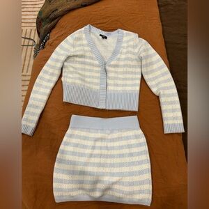 Striped Blue and White Knit Set